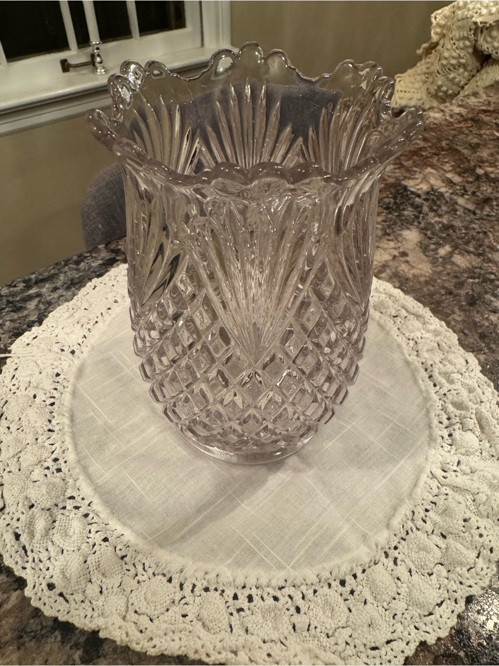 Crystal Cut Glass Decorative Vase - Clear